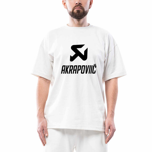 Akrapovic Black Logo Oversize Beyaz Tişört