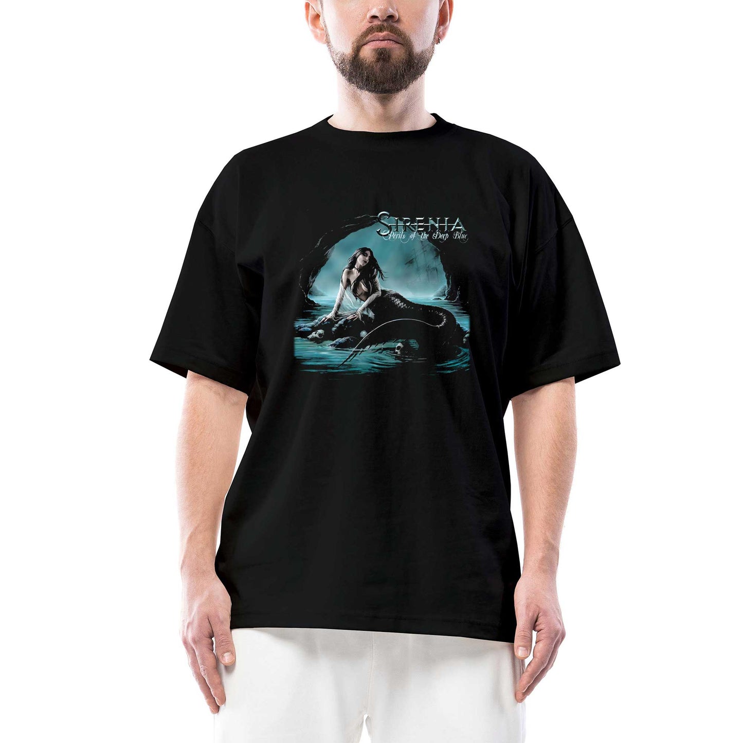 Sirenia Perils Of The Deep Blue Siyah Oversize Tişört