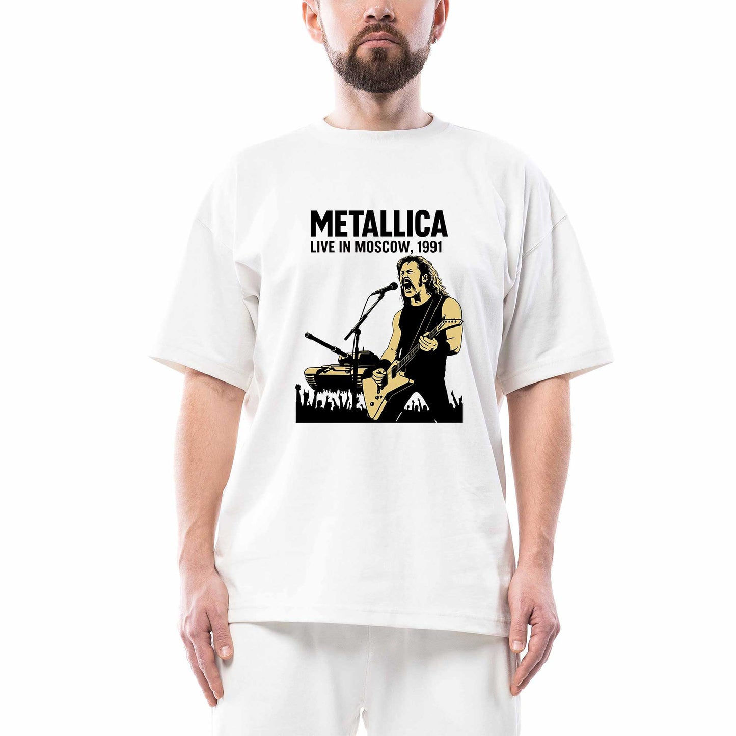 Metallica Live İn Moscow Beyaz Oversize Tişört