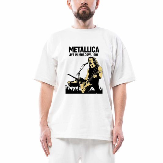 Metallica Live İn Moscow Beyaz Oversize Tişört