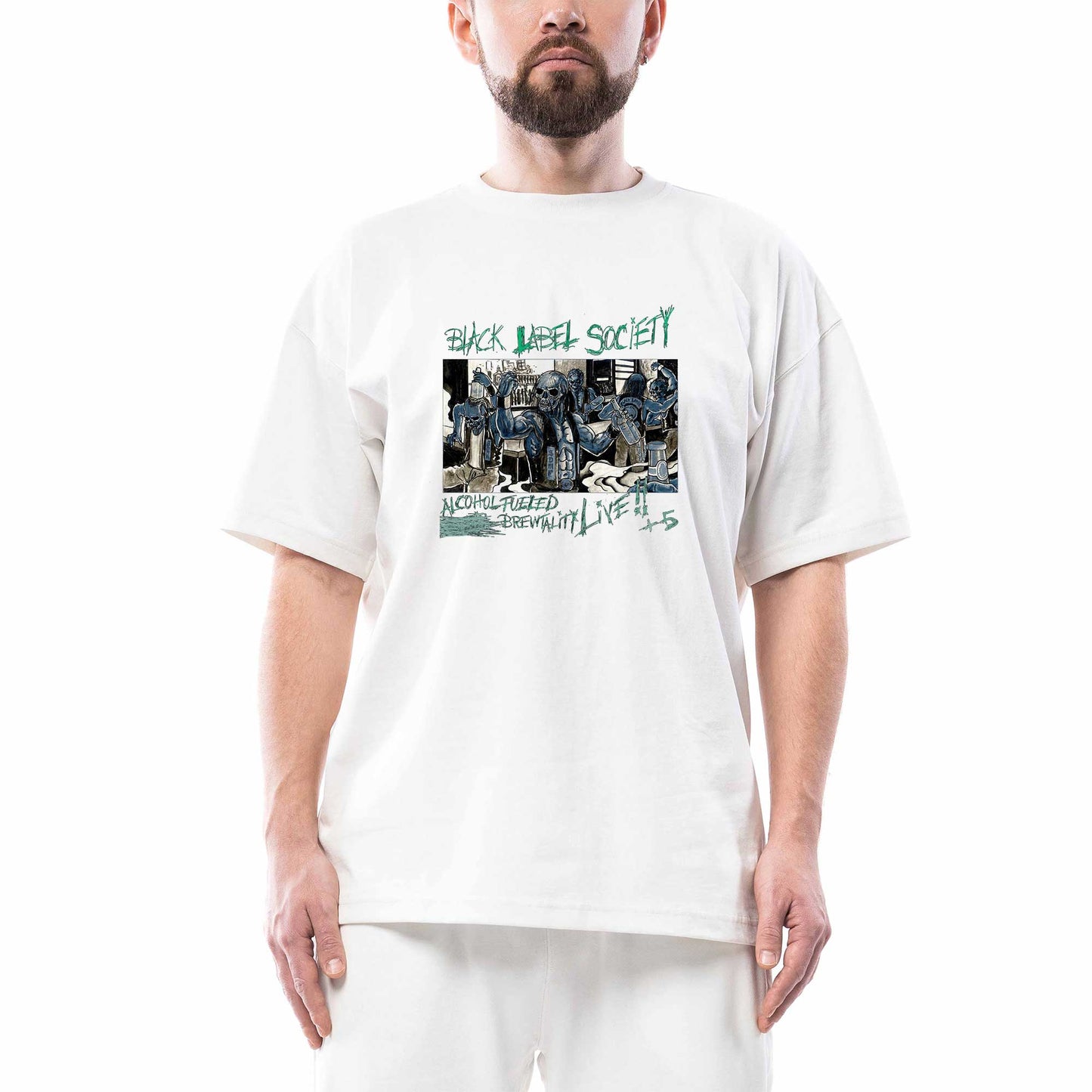 Black Label Society Alcohol Fueled Brewtality Beyaz Oversize Tişört