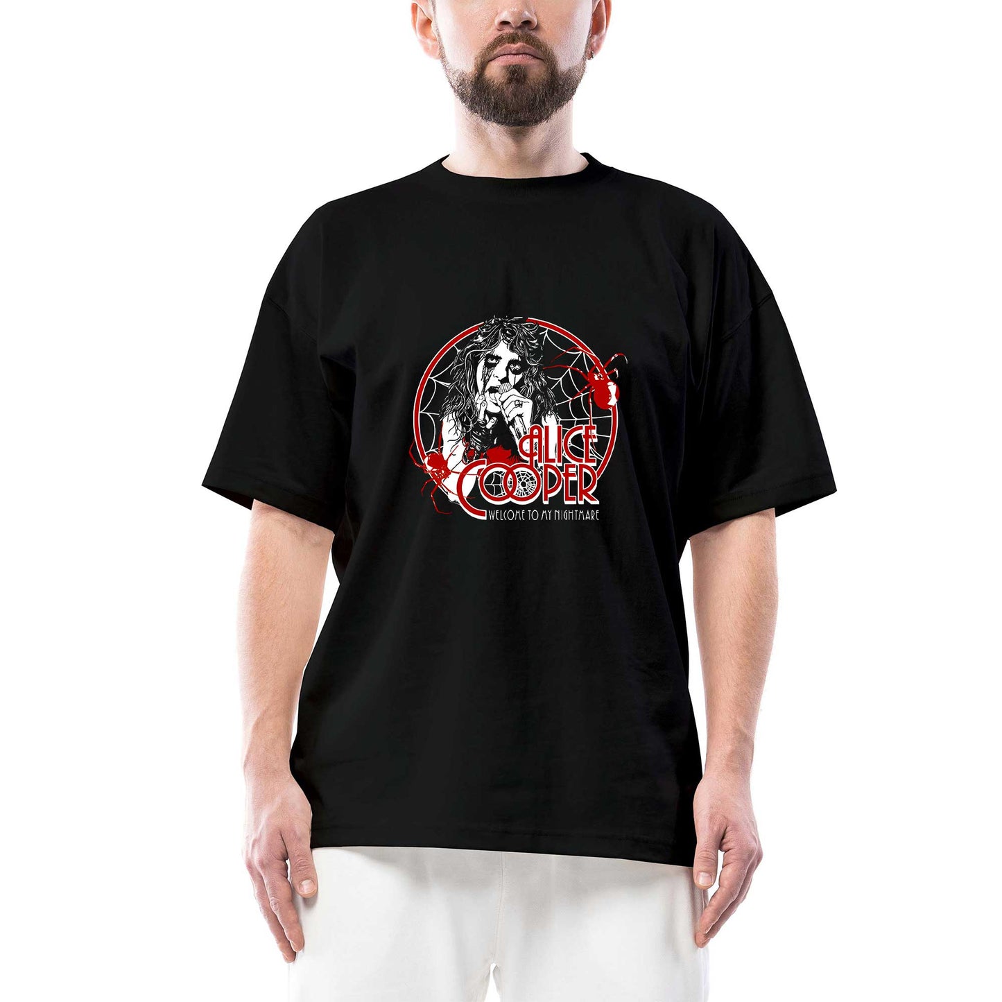 Alice Cooper Welcome To My Nightmare Red Siyah Oversize Tişört