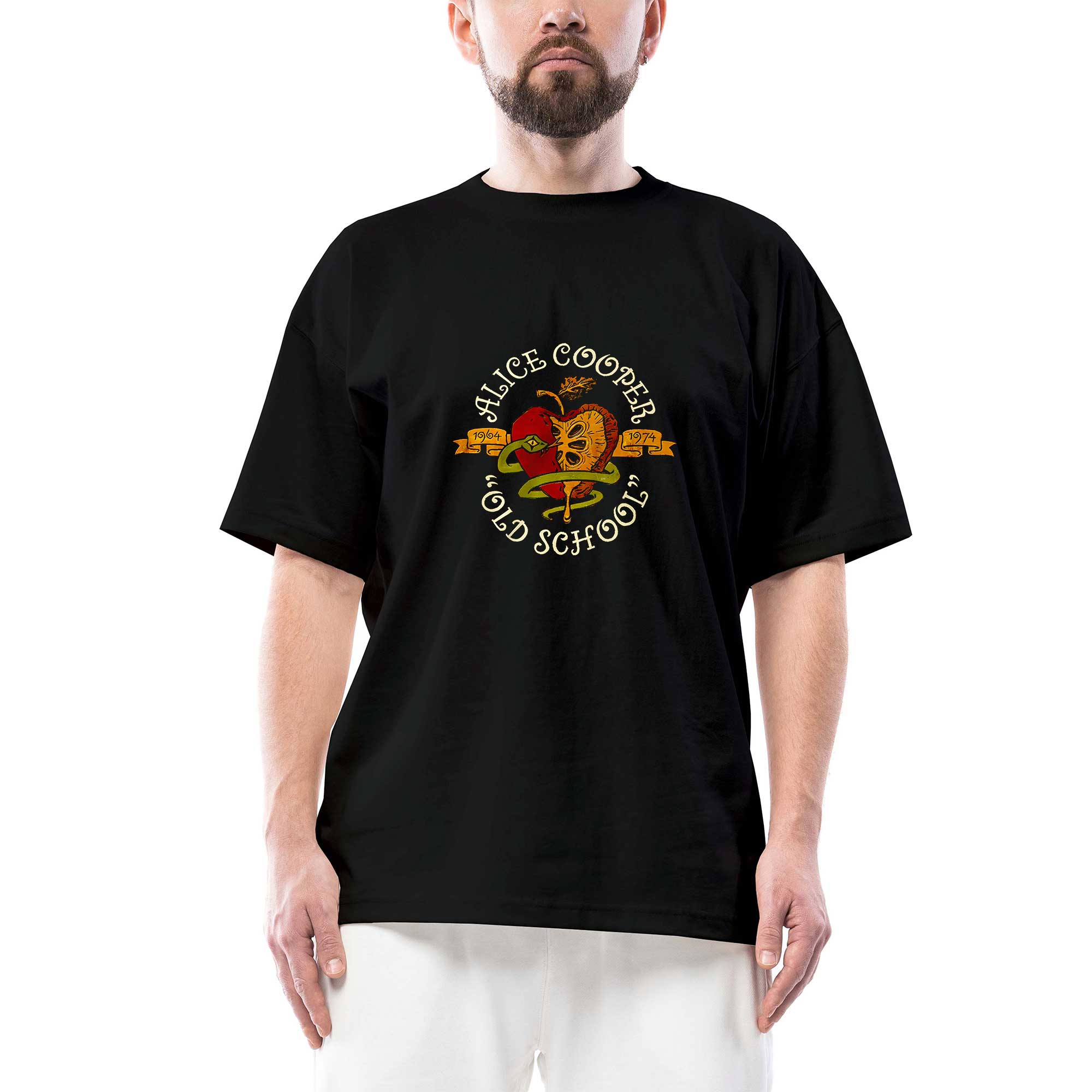 Alice Cooper Old School Siyah Oversize Tişört | Zepplin Giyim