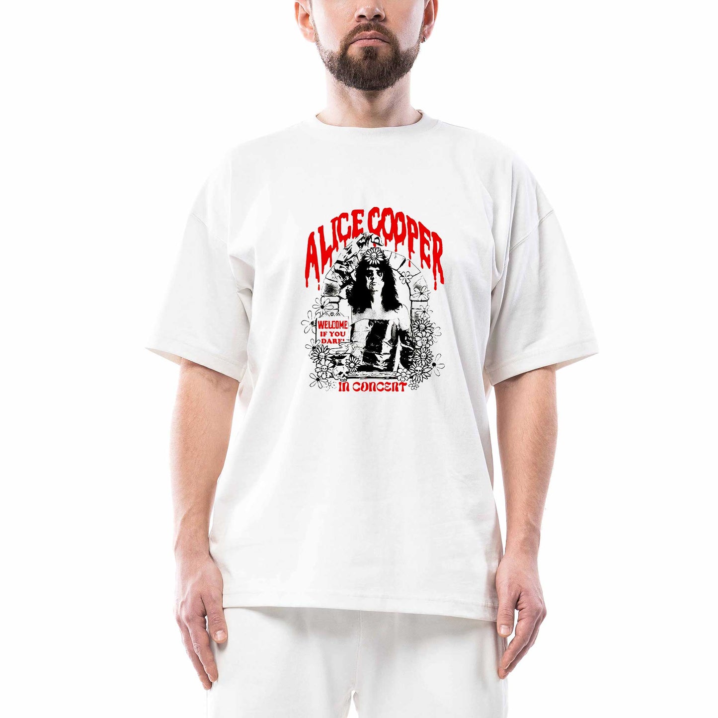 Alice Cooper Welcome If You Dare Beyaz Oversize Tişört