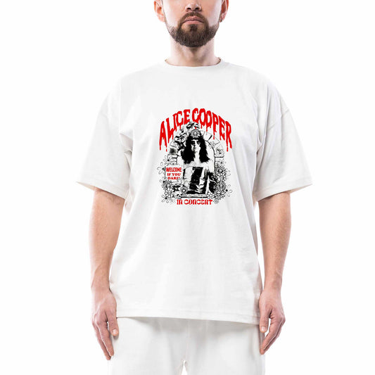Alice Cooper Welcome If You Dare Beyaz Oversize Tişört