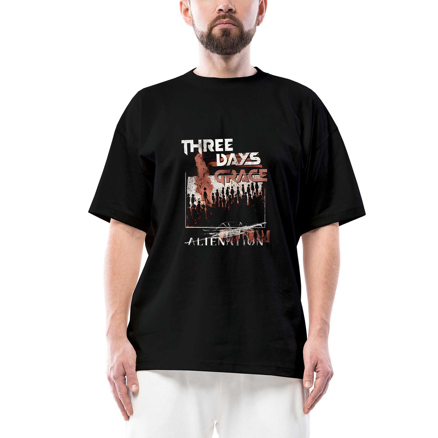 Three Days Grace Alienation Siyah Oversize Tişört