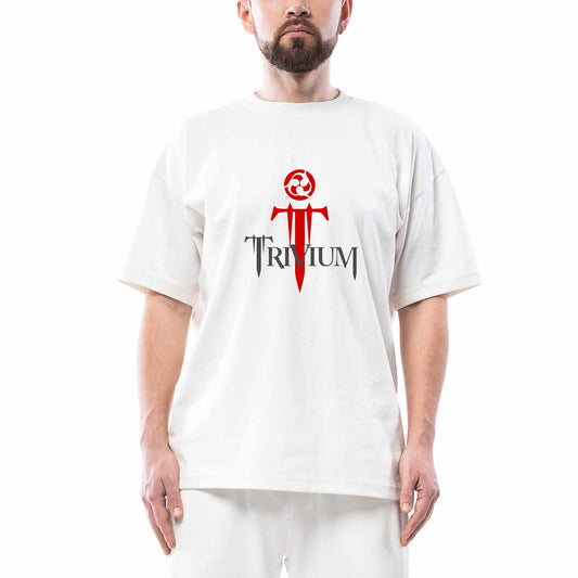 Trivium Logo Red Beyaz Oversize Tişört