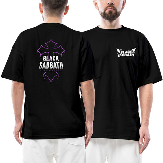 Black Sabbath Ön Arka Baskılı Siyah Oversize Tişört
