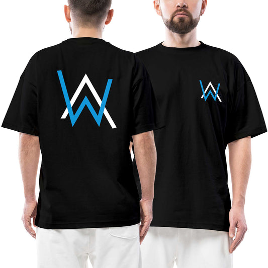 Alan Walker Ön Arka Baskılı Siyah Oversize Tişört