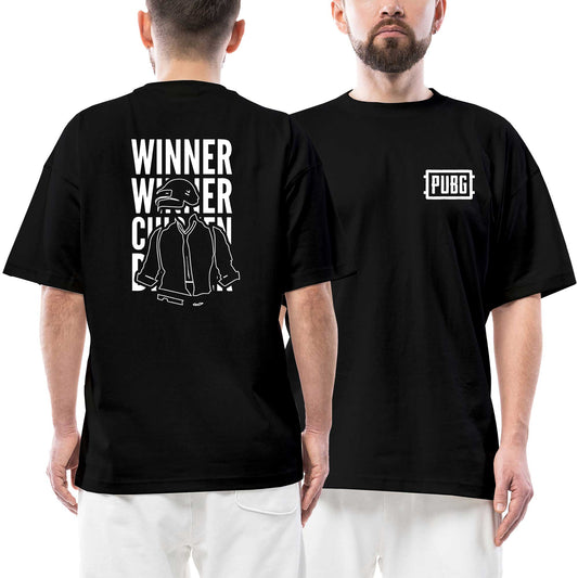 Pubg Ön Arka Baskılı Siyah Oversize Tişört