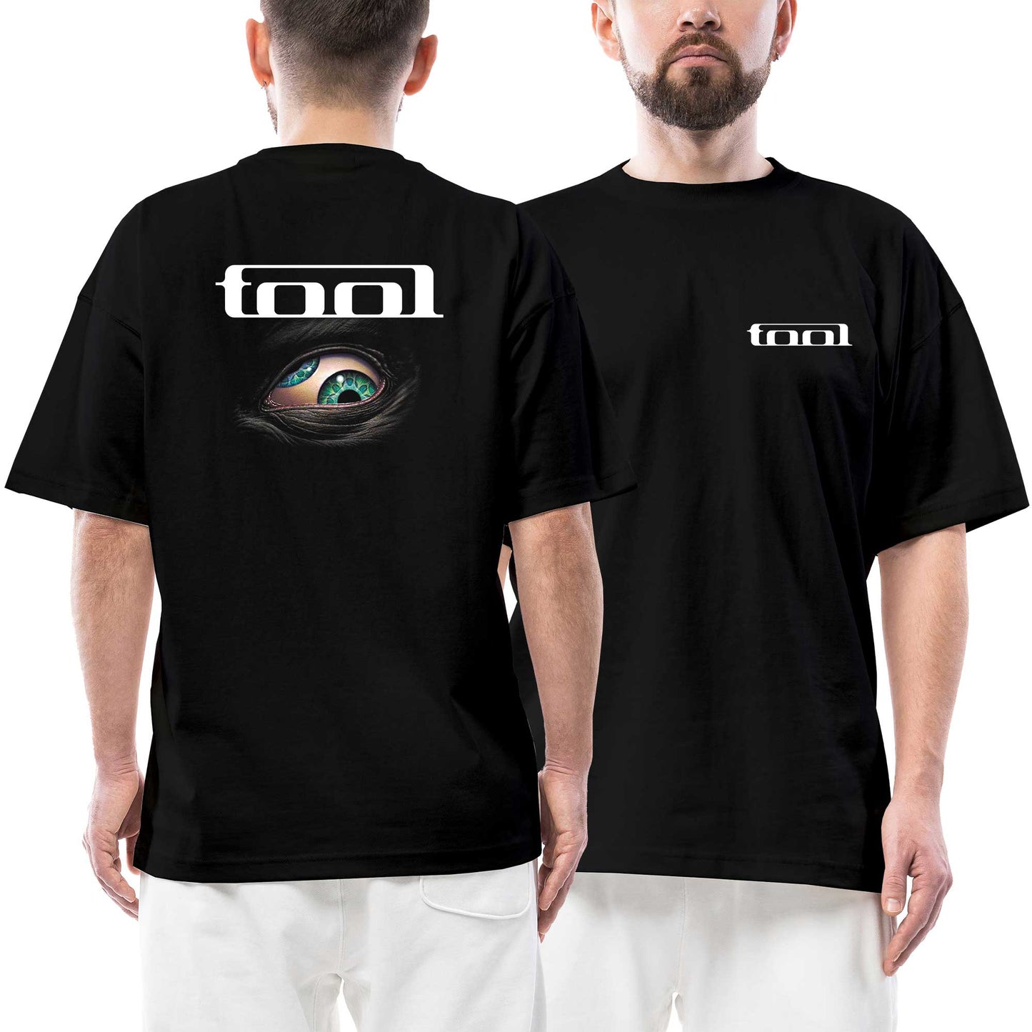 Tool Ön Arka Baskılı Siyah Oversize Tişört