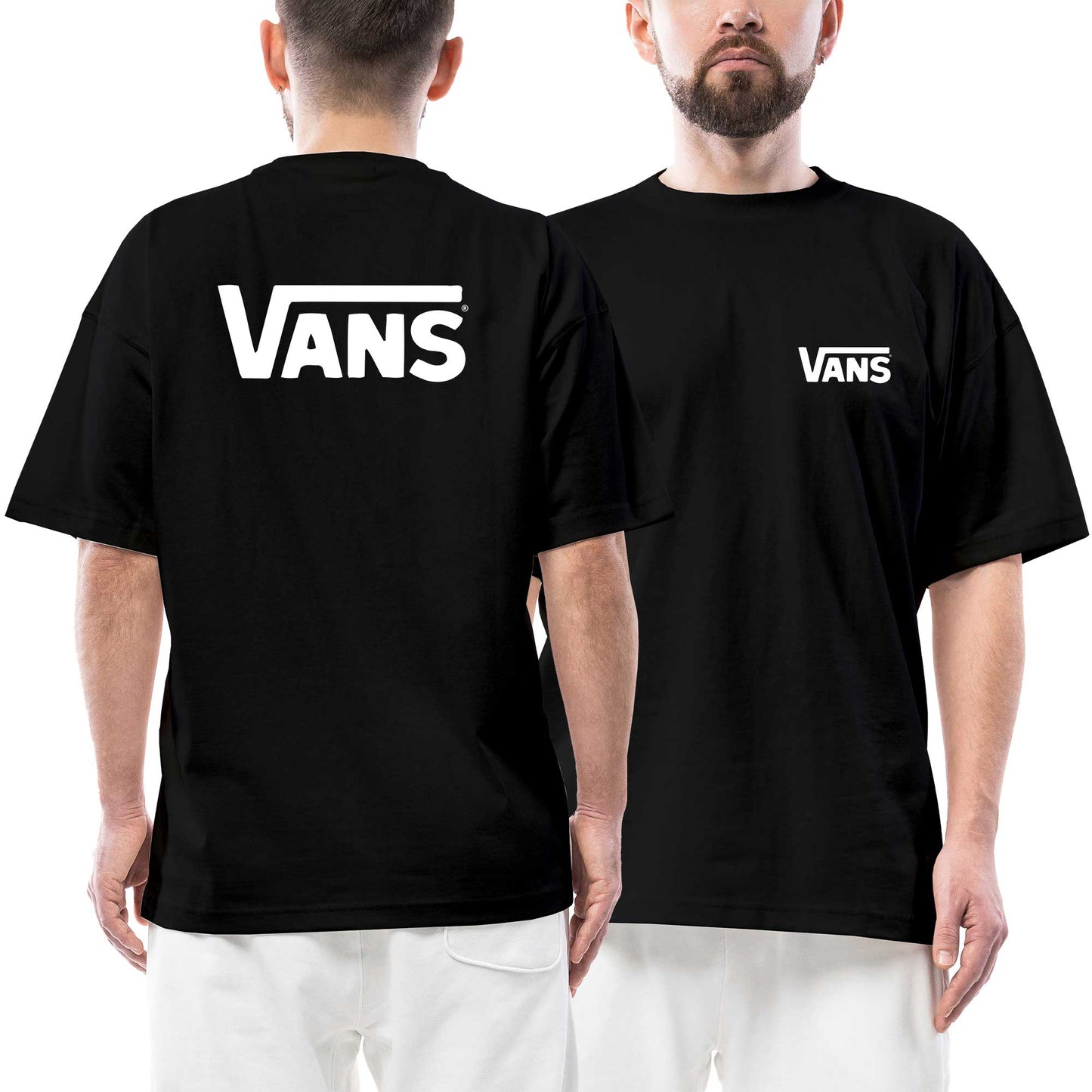 Vans Ön Arka Baskılı Siyah Oversize Tişört
