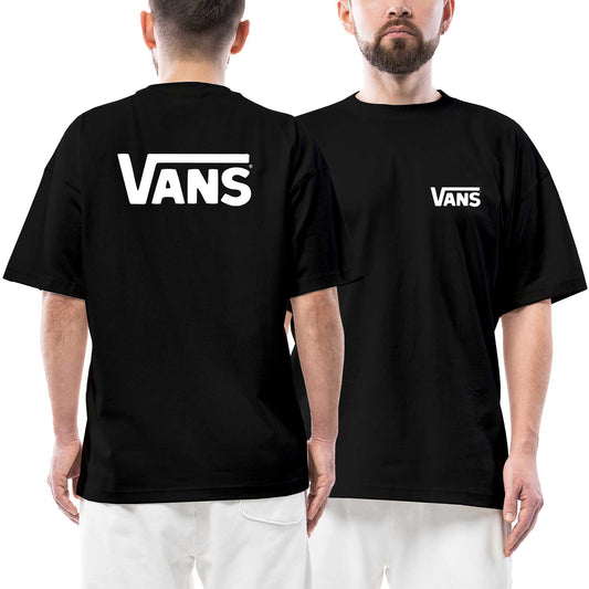 Vans Ön Arka Baskılı Siyah Oversize Tişört