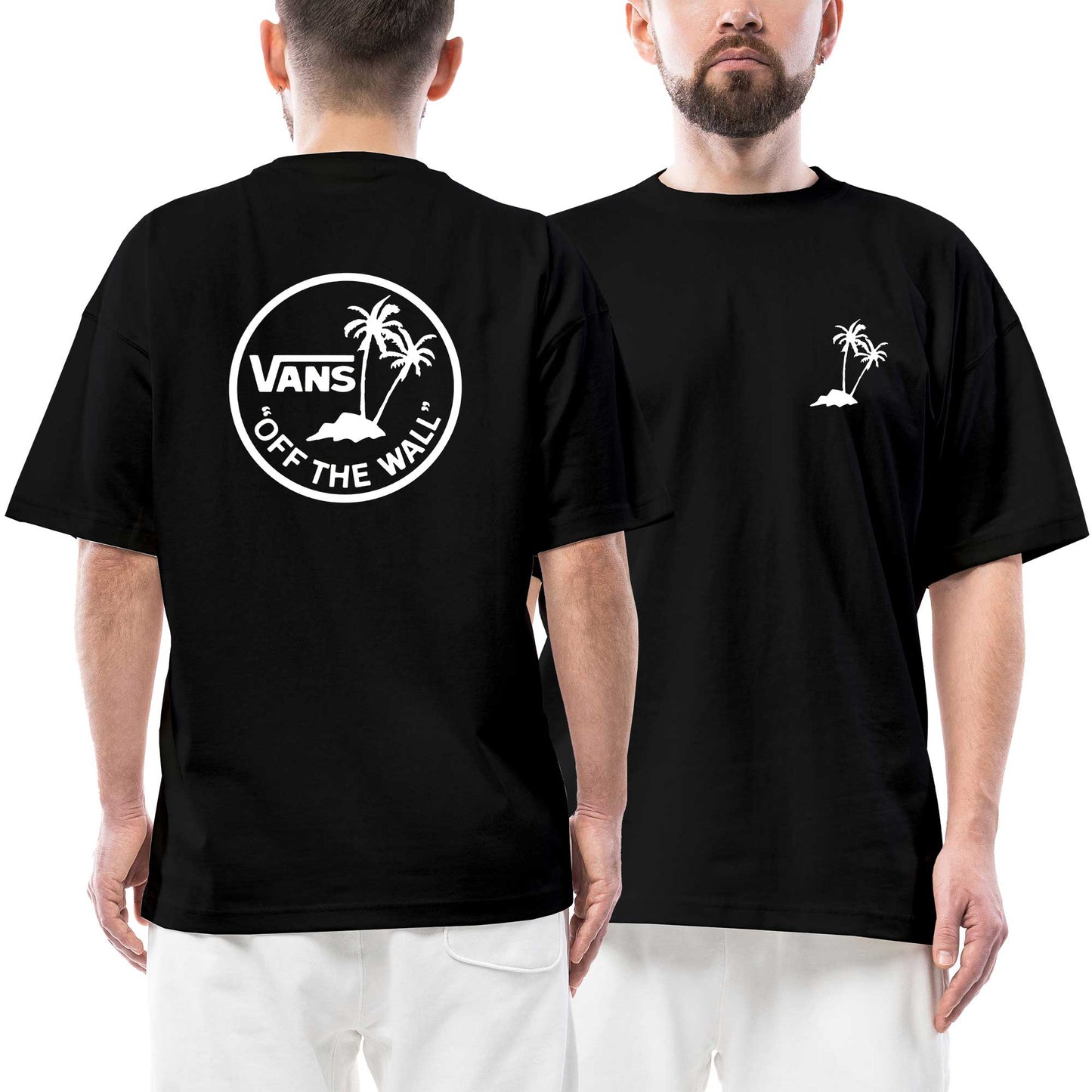 İndirimli Vans of the wall Ön Arka Baskılı Siyah Oversize Tişört