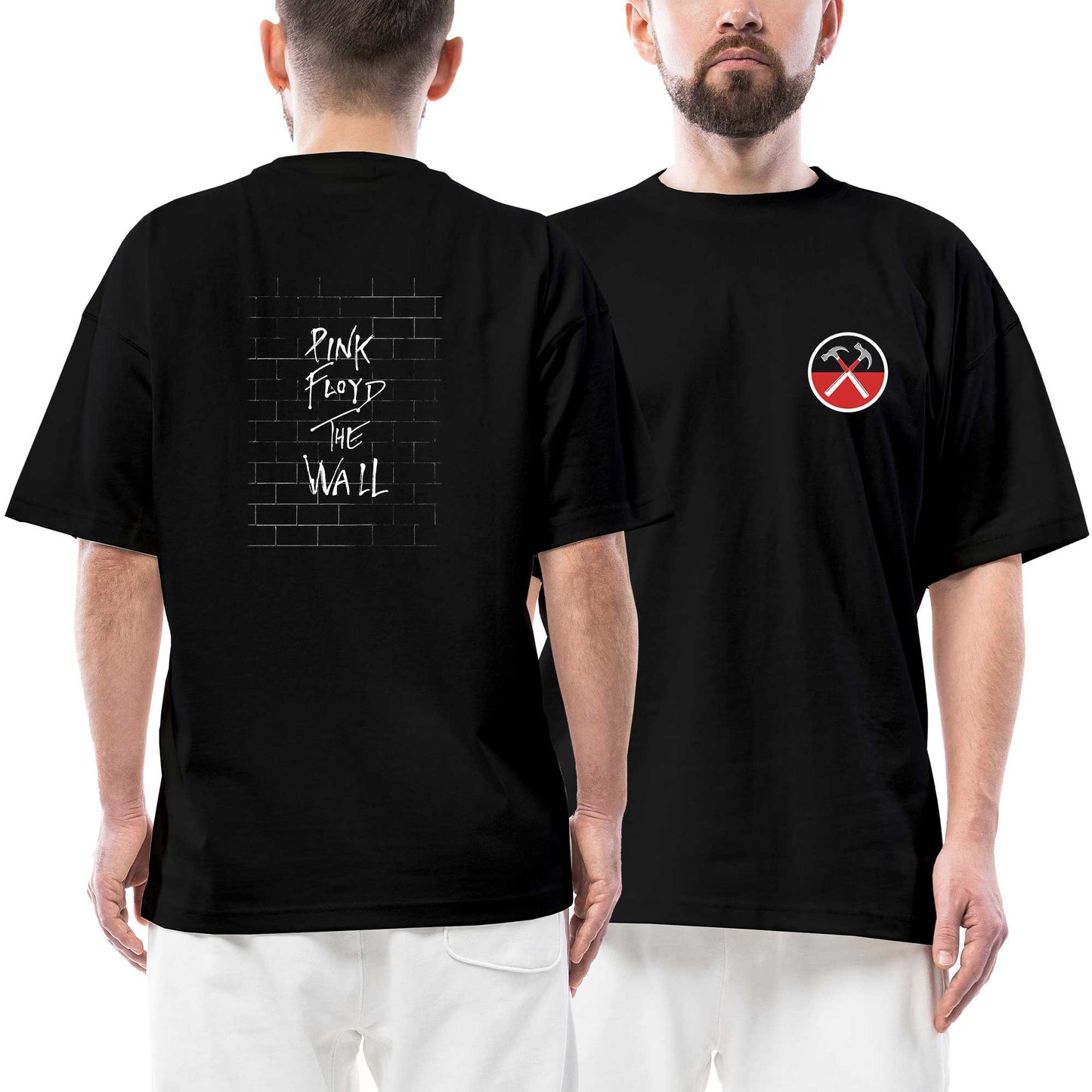 Pink Floyd Ön Arka Baskılı Siyah Oversize Tişört