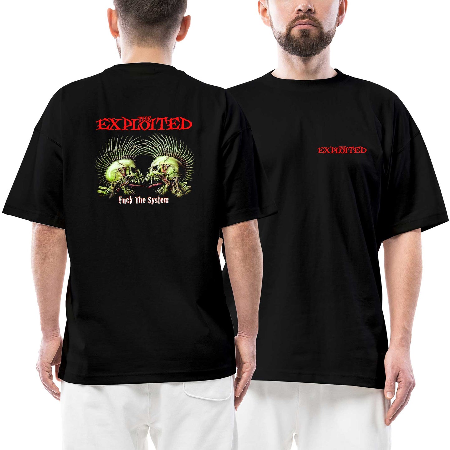 The Exploited Ön Arka Baskılı Siyah Oversize Tişört