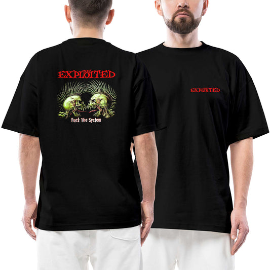 The Exploited Ön Arka Baskılı Siyah Oversize Tişört