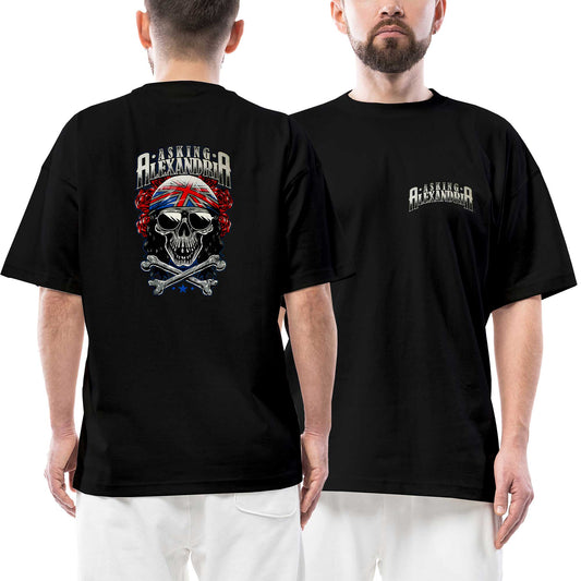 Asking Alexandria Skull Ön Arka Baskılı Siyah Oversize Tişört