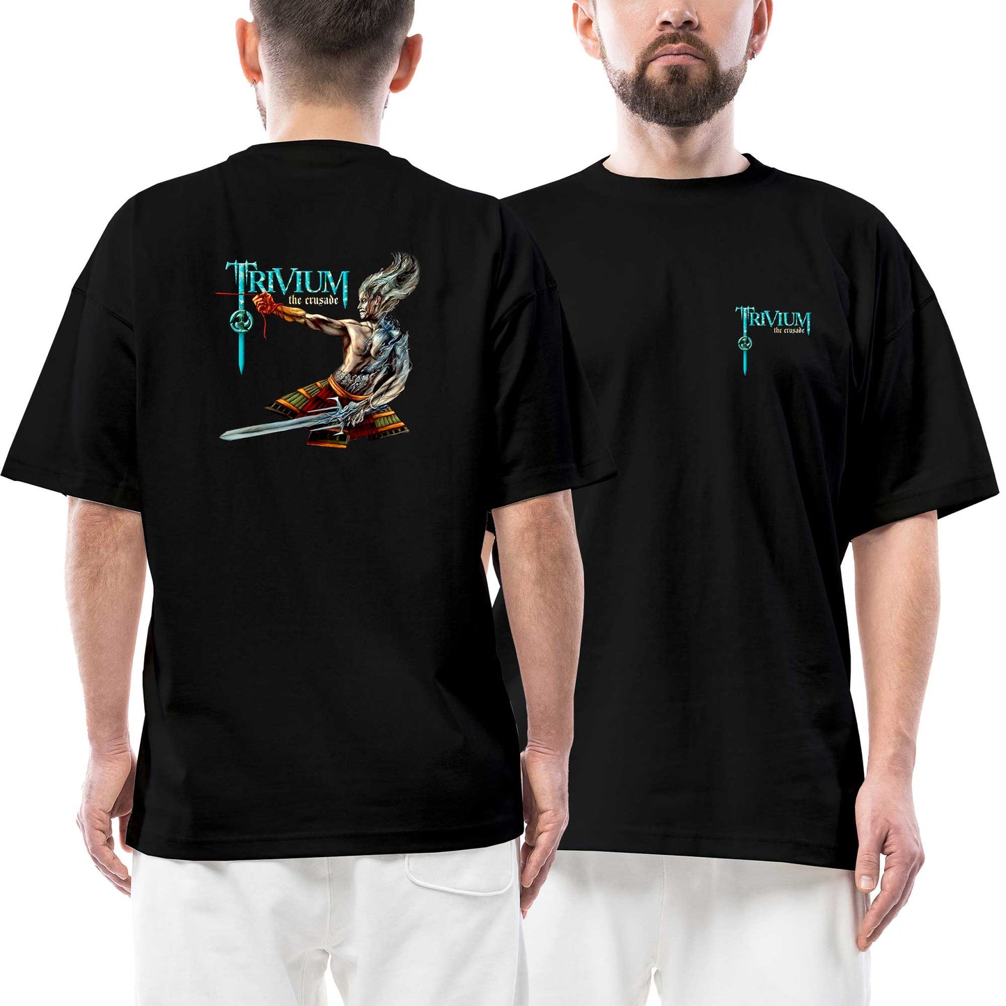 Trivium The Crusade Ön Arka Baskılı Siyah Oversize Tişört