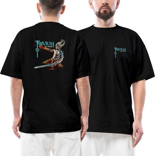 Trivium The Crusade Ön Arka Baskılı Siyah Oversize Tişört