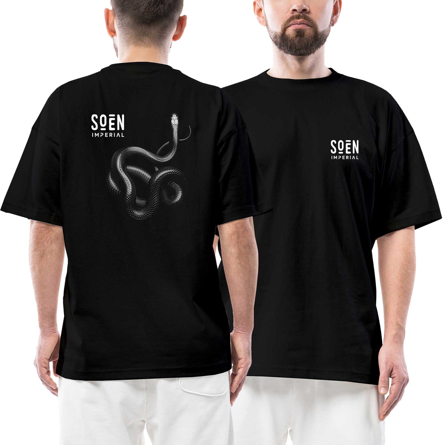 Soen İmperial Ön Arka Baskılı Siyah Oversize Tişört