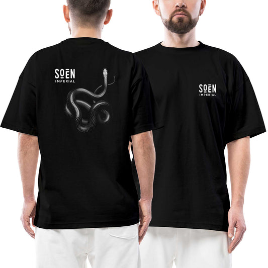 Soen İmperial Ön Arka Baskılı Siyah Oversize Tişört