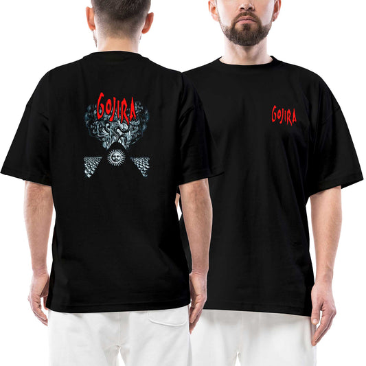 Gojira Magma Ön Arka Baskılı Siyah Oversize Tişört