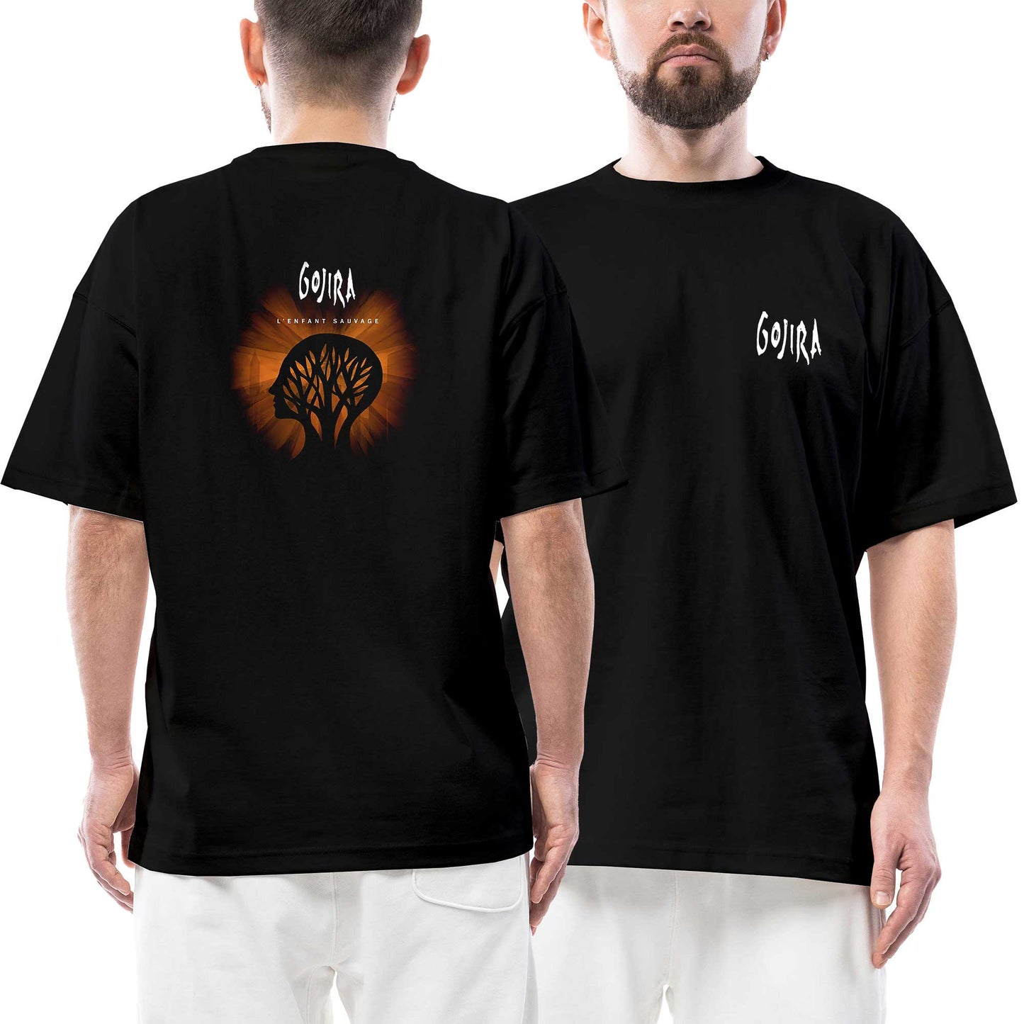 Gojira Le Efant Sauvage Ön Arka Baskılı Siyah Oversize Tişört