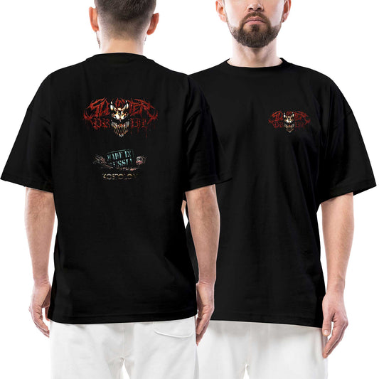 Slaughter To Prevail Kostolom Ön Arka Baskılı Siyah Oversize Tişört