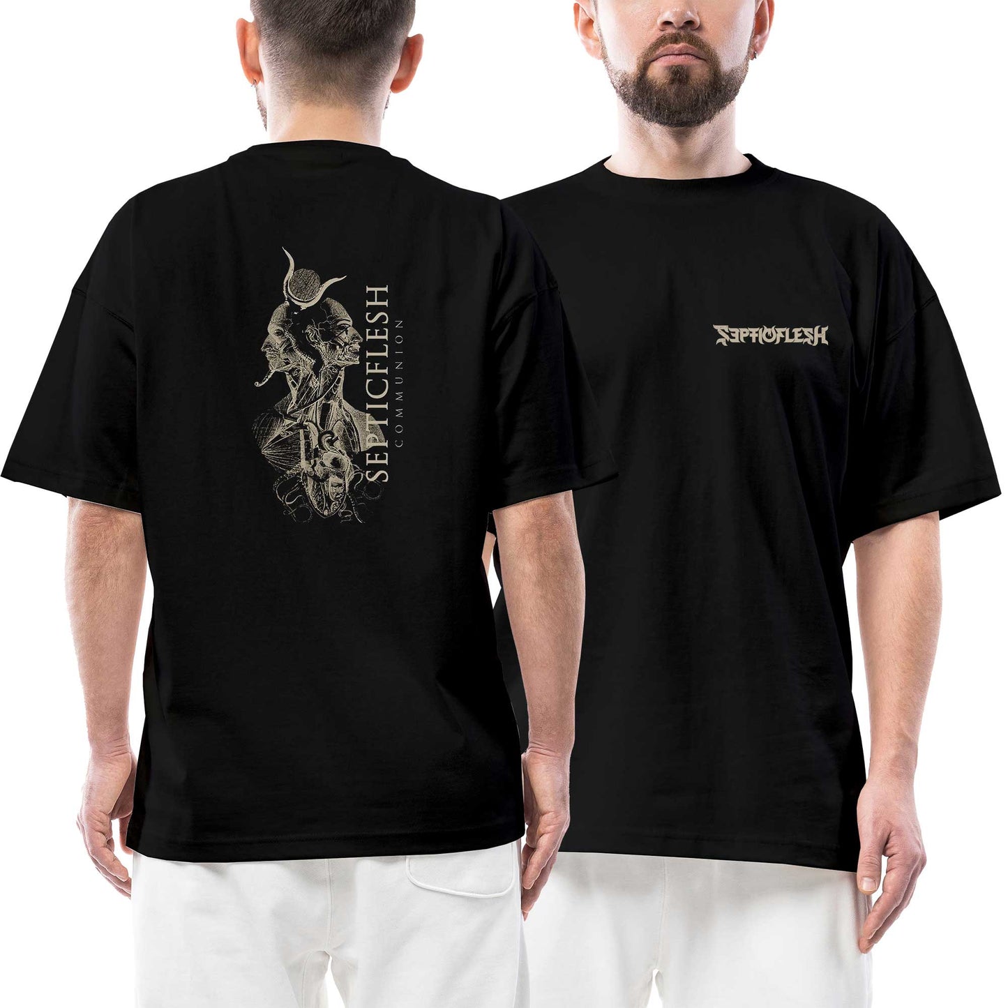 Septicflesh Communion Ön Arka Baskılı Siyah Oversize Tişört
