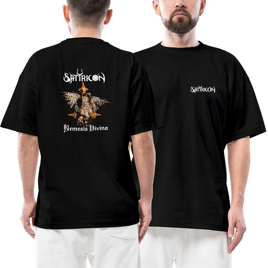 Satyricon Nemesis Divina Ön Arka Baskılı Siyah Oversize Tişört