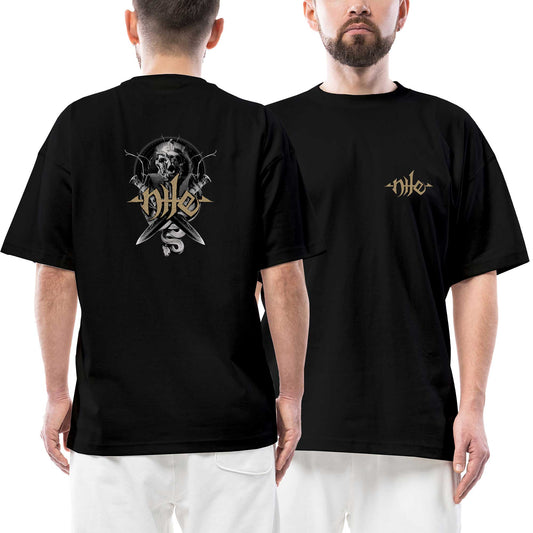 Nile Legacy Of The Catacombs Ön Arka Baskılı Siyah Oversize Tişört