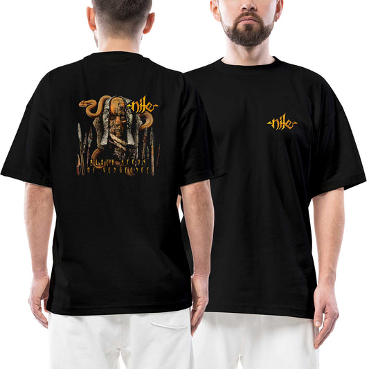 Nile Black Seeds of Vengeance Ön Arka Baskılı Siyah Oversize Tişört