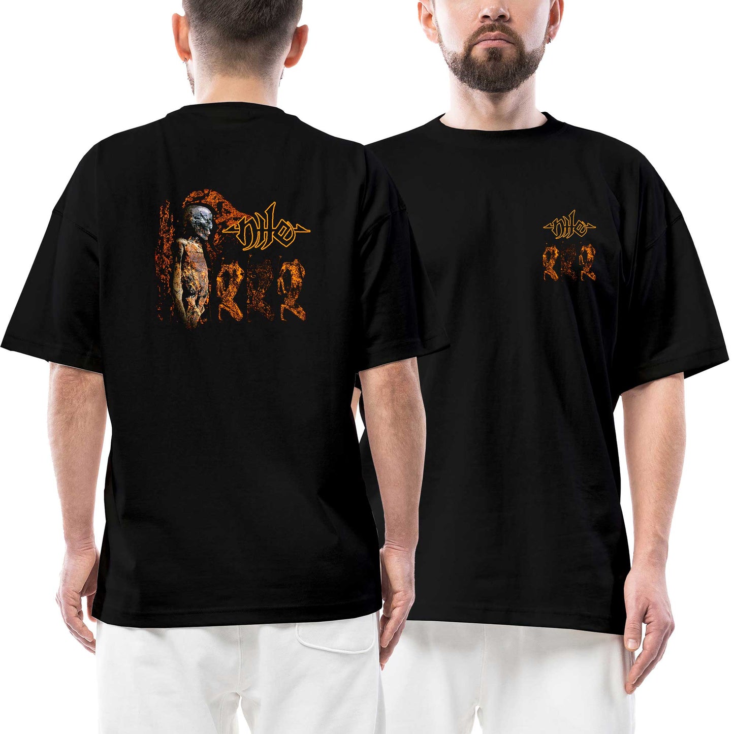 Nile Amongst the Catacombs of Nephren Ka Ön Arka Baskılı Siyah Oversize Tişört