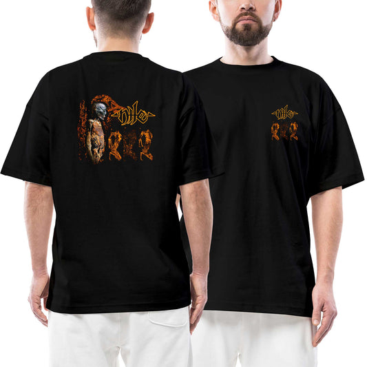 Nile Amongst the Catacombs of Nephren Ka Ön Arka Baskılı Siyah Oversize Tişört