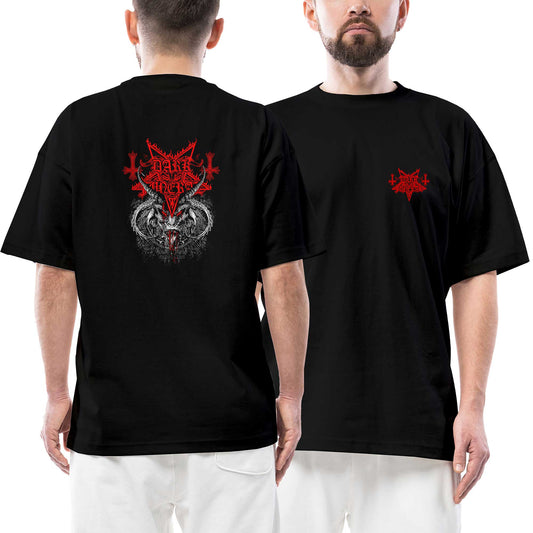 Dark Funeral Demon Head Ön Arka Baskılı Siyah Oversize Tişört