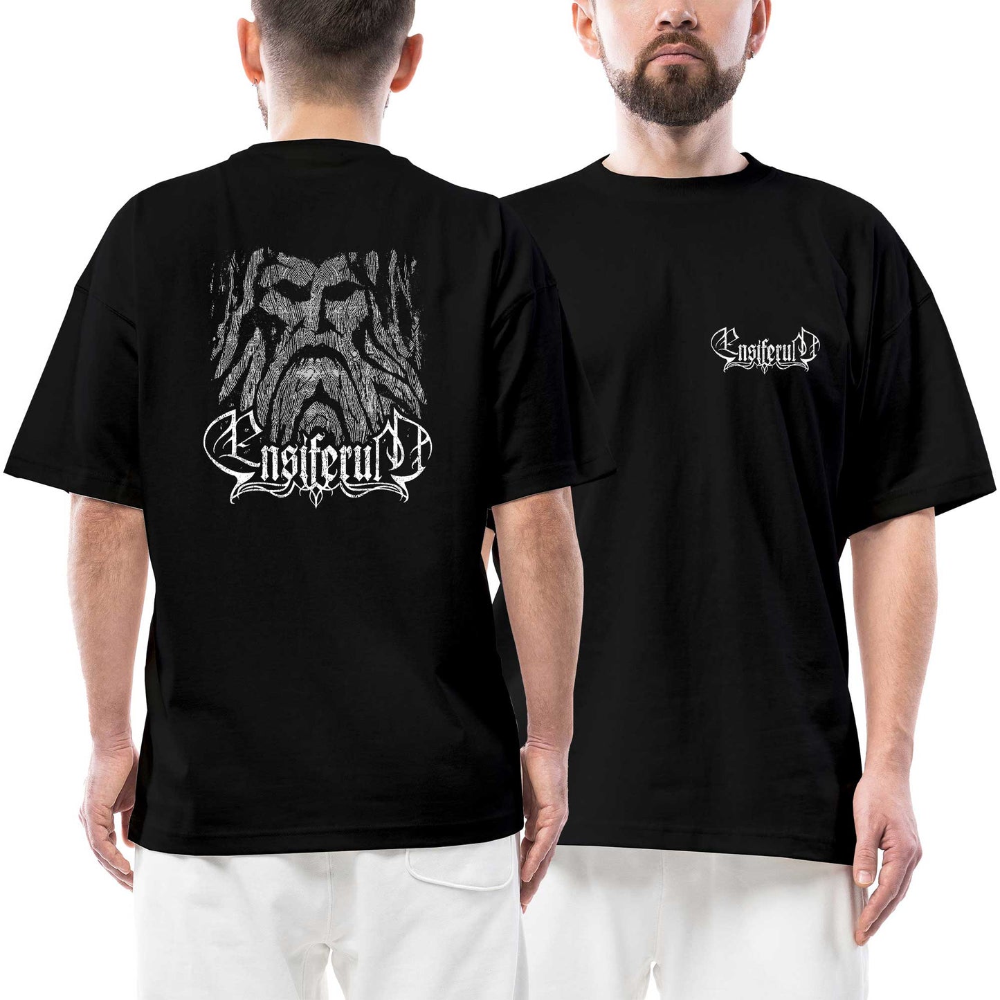 Ensiferum Man Ön Arka Baskılı Siyah Oversize Tişört