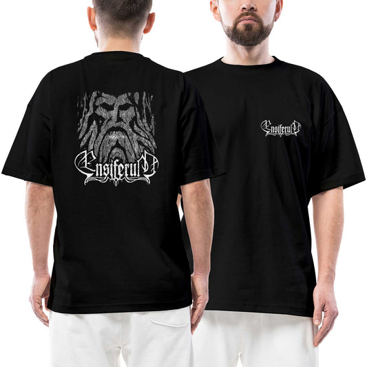 Ensiferum Man Ön Arka Baskılı Siyah Oversize Tişört