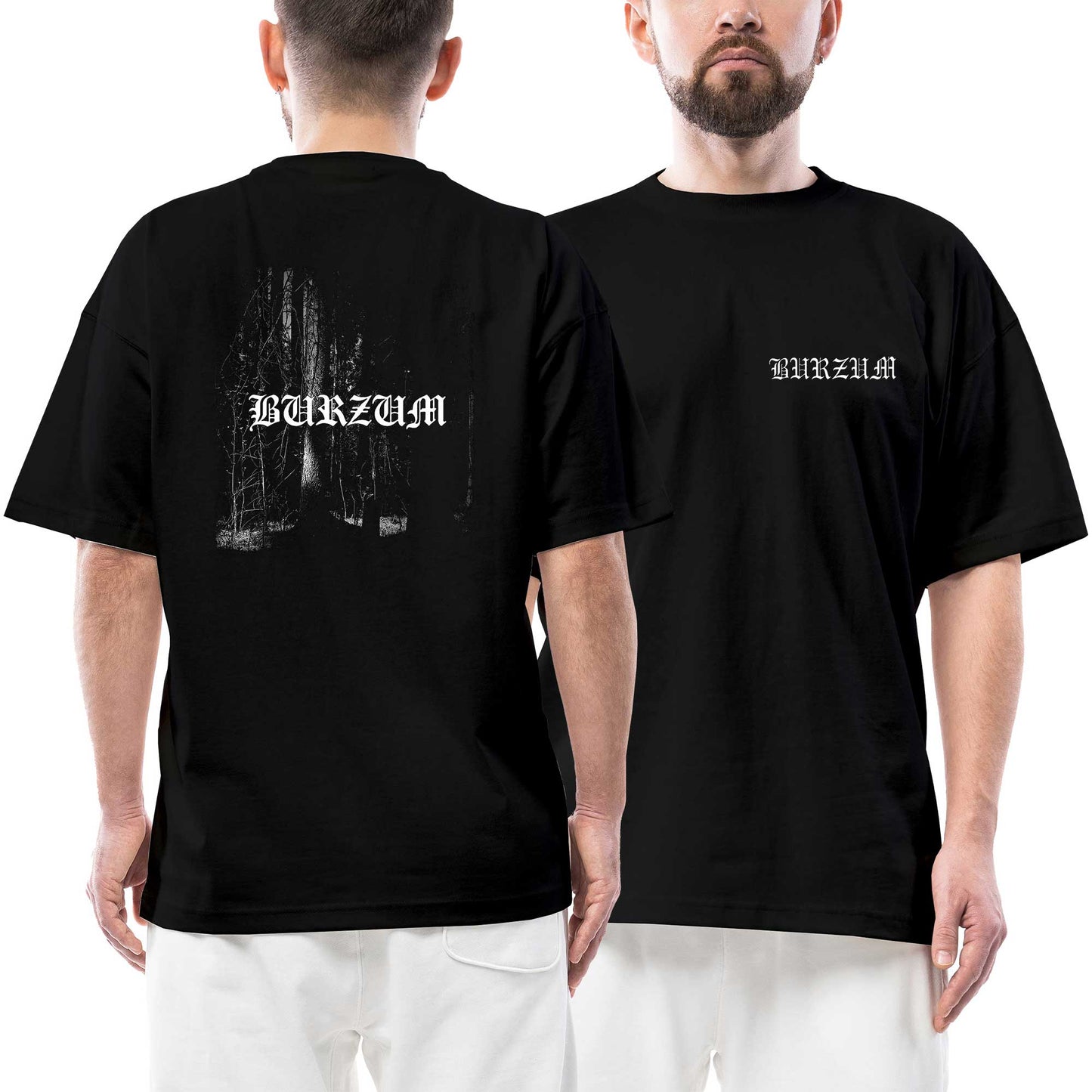 Burzum Woods Ön Arka Baskılı Siyah Oversize Tişört