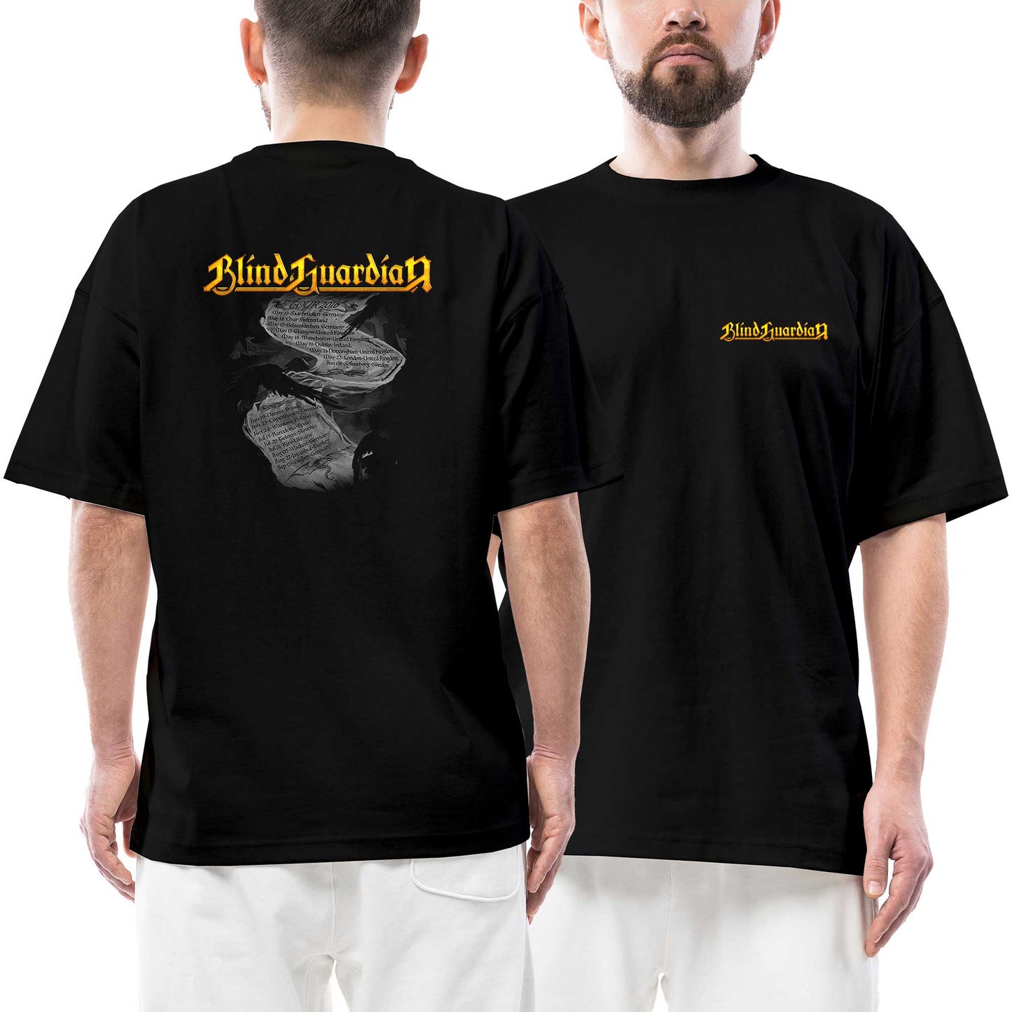 Blind Guardian Gour 2016 Ön Arka Baskılı Siyah Oversize Tişört