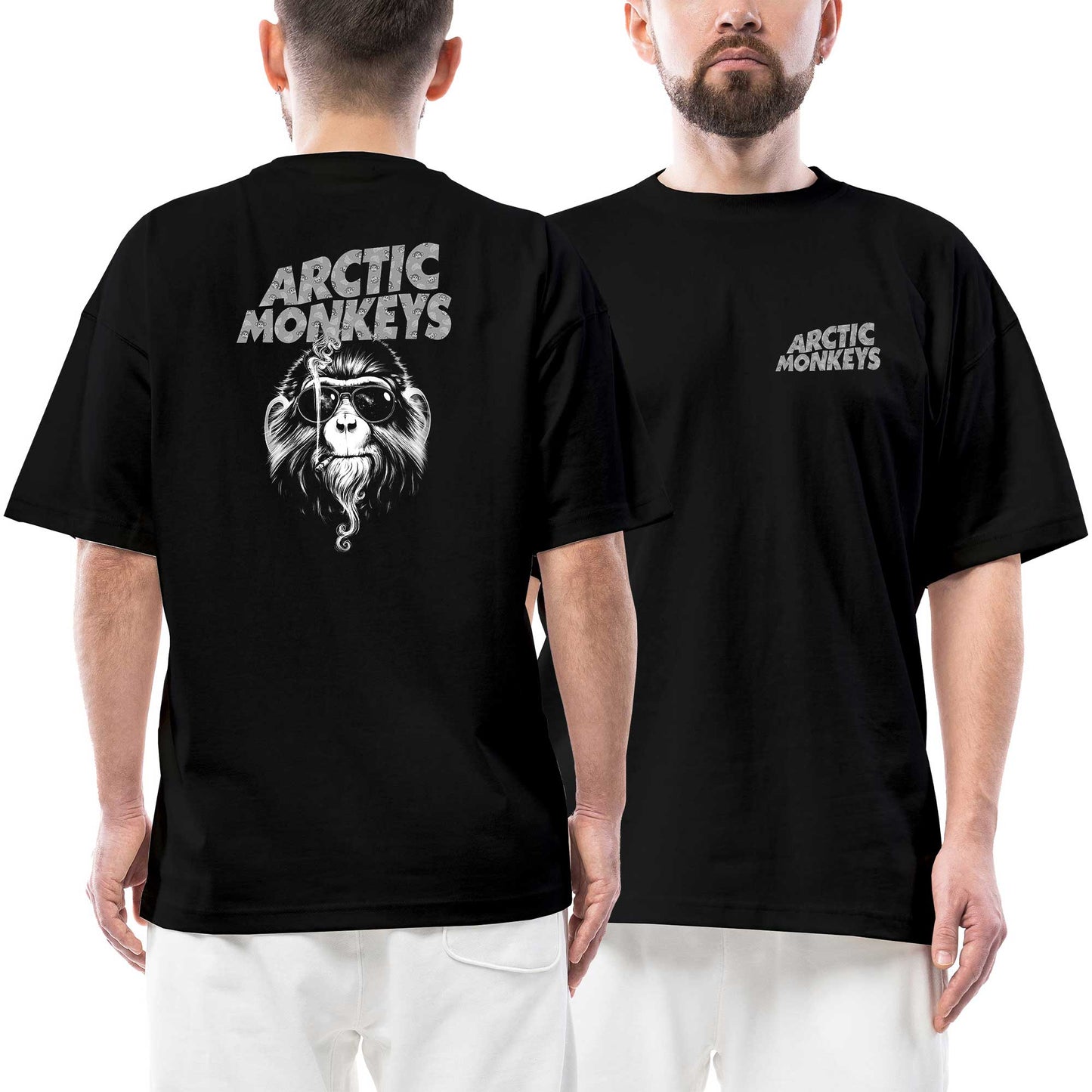 Arctic Monkeys Monkey Ön Arka Baskılı Siyah Oversize Tişört