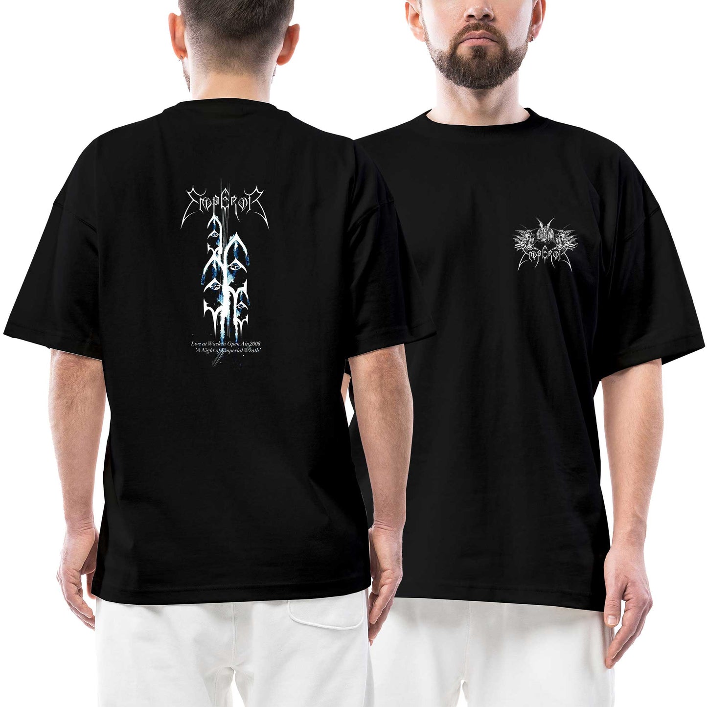 Emperor Live at Wacken Open Air 2006 Ön Arka Baskılı Siyah Oversize Tişört