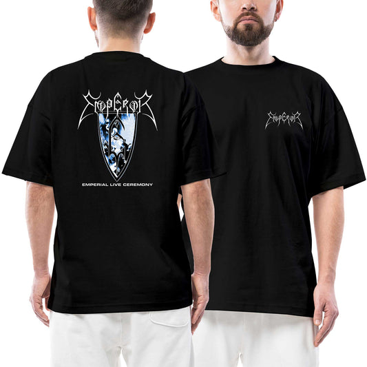 Emperor Emperial Live Ceremony Ön Arka Baskılı Siyah Oversize Tişört