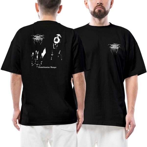Darkthrone Transilvanian Hunger Ön Arka Baskılı Siyah Oversize Tişört