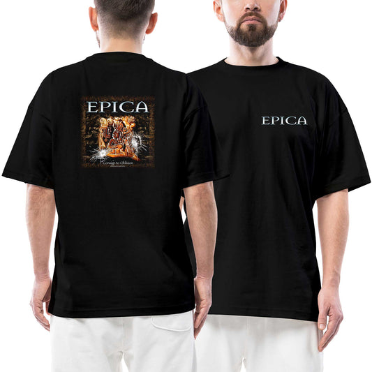 Epica Consign to Oblivion Ön Arka Baskılı Siyah Oversize Tişört