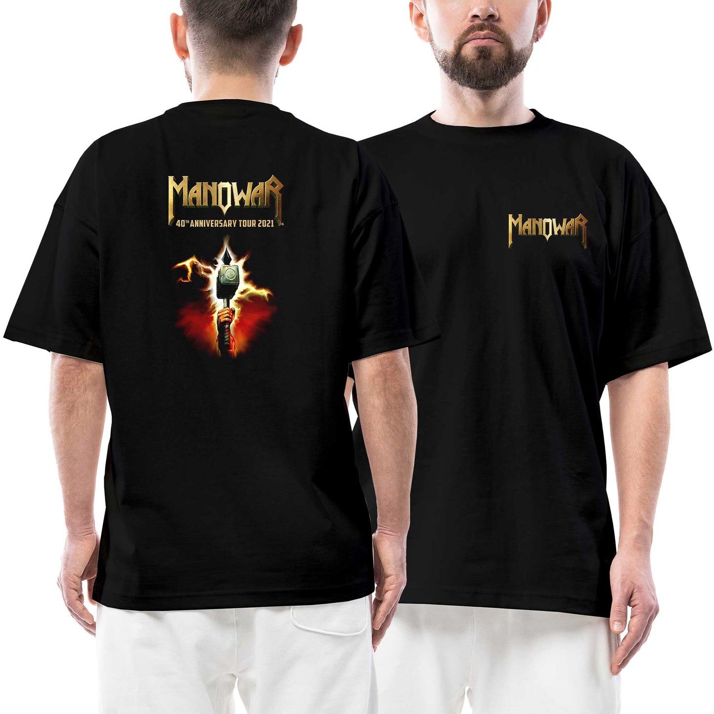 Manowar 40th Anniversary Tour 2021 Ön Arka Baskılı Siyah Oversize Tişört