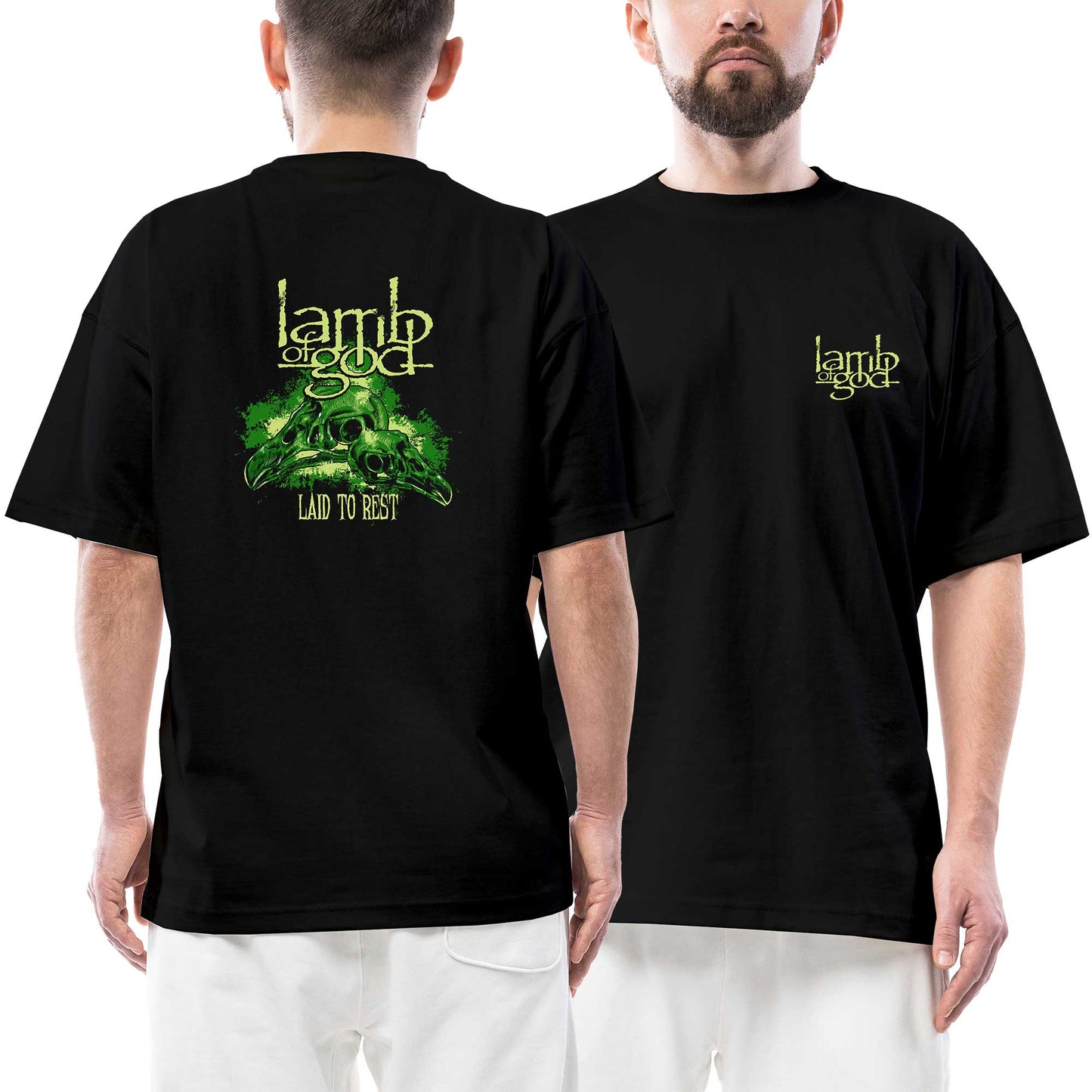Lamb Of God Genre Ön Arka Baskılı Siyah Oversize Tişört