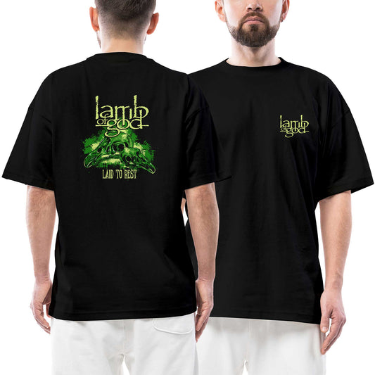 Lamb Of God Genre Ön Arka Baskılı Siyah Oversize Tişört