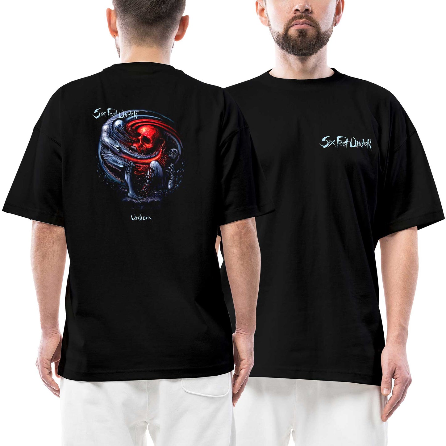 Six Feet Under Unborn Ön Arka Baskılı Siyah Oversize Tişört