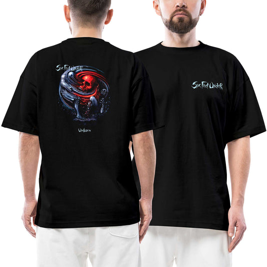 Six Feet Under Unborn Ön Arka Baskılı Siyah Oversize Tişört